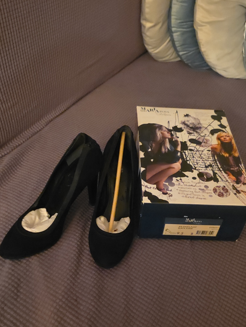 Maria Sharapova Black Suede Pointed-Toe High Heels